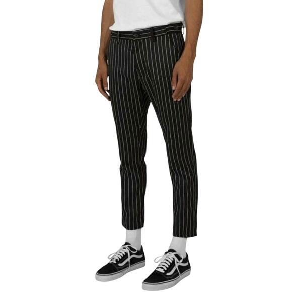 MNML Ankle Pinstripe Black White Pants Mens 31 - Picture 1 of 5